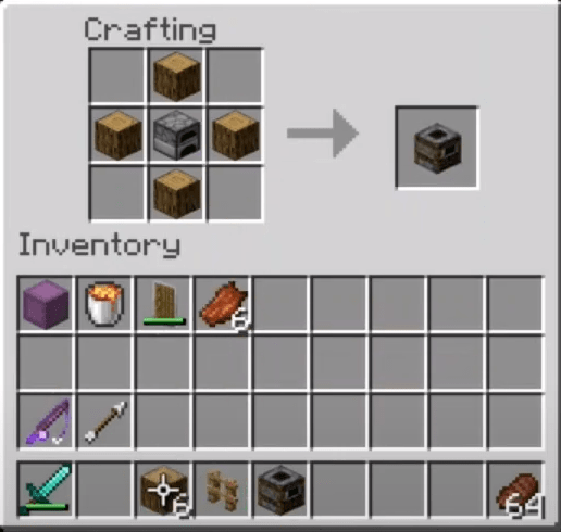 Add The Furnace And Wood Or Logs To The Menu