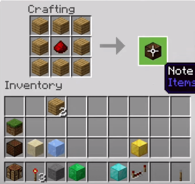 Add the Planks & Redstone to Make a Note Block