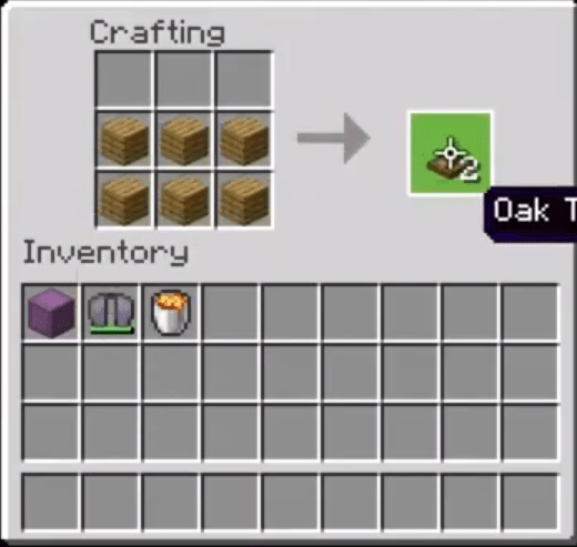 Add The 6 Wood Planks Or 4 Iron Ingots To The Menu