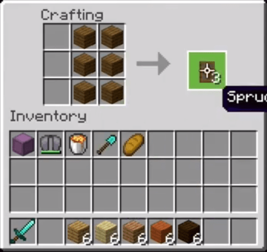 Add The Wood Planks Or Iron Ingots To The Menu