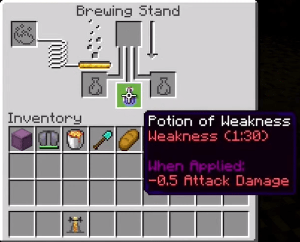 How to make a potion of weakness 1:30